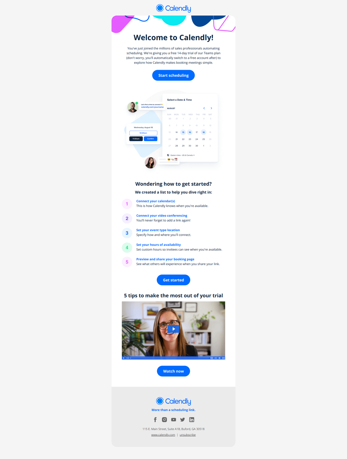 Calendly welcome email